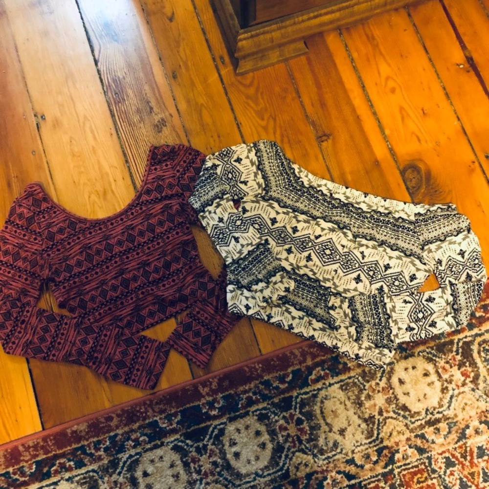 Tribal Long Sleeve Crop Tops